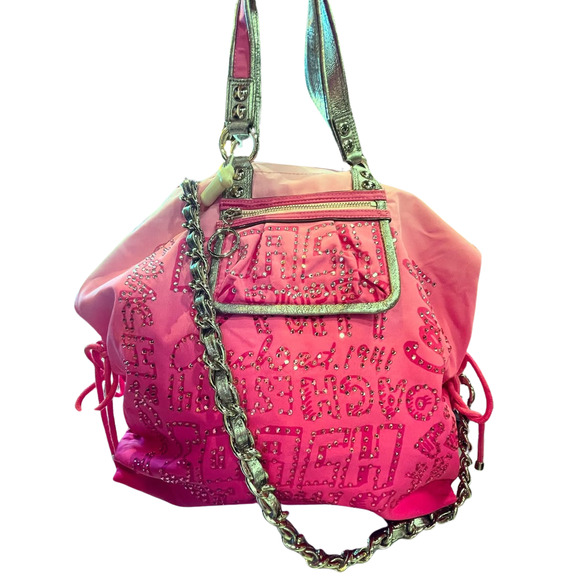 Coach Bag Story Patch Rhinestone Tote POPPY 2WAY Crossbody Shoulder 15312 Pink - Picture 1 of 12